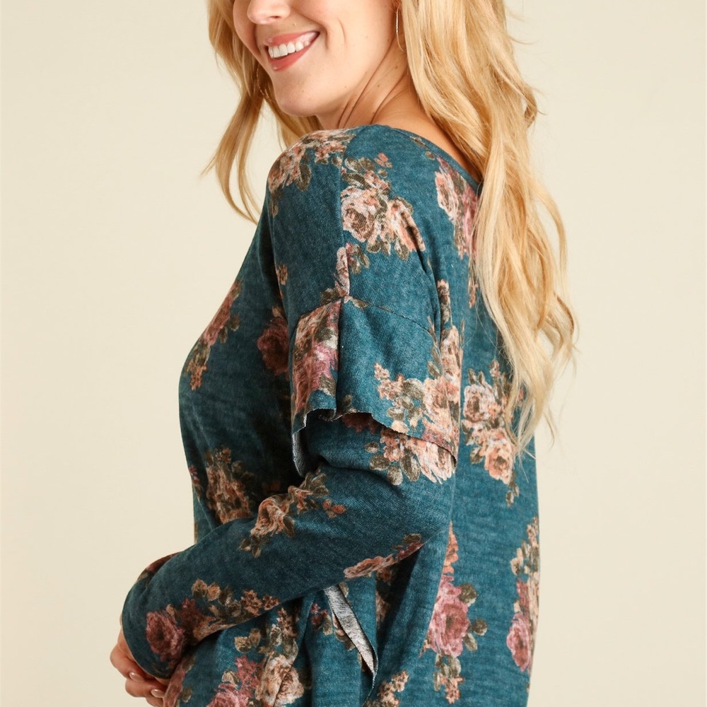 Teal floral shirt